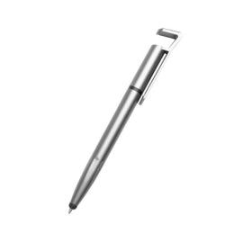 100 CANETAS PLÁSTICA TOUCH COM SUPORTE PRETO/PRATA