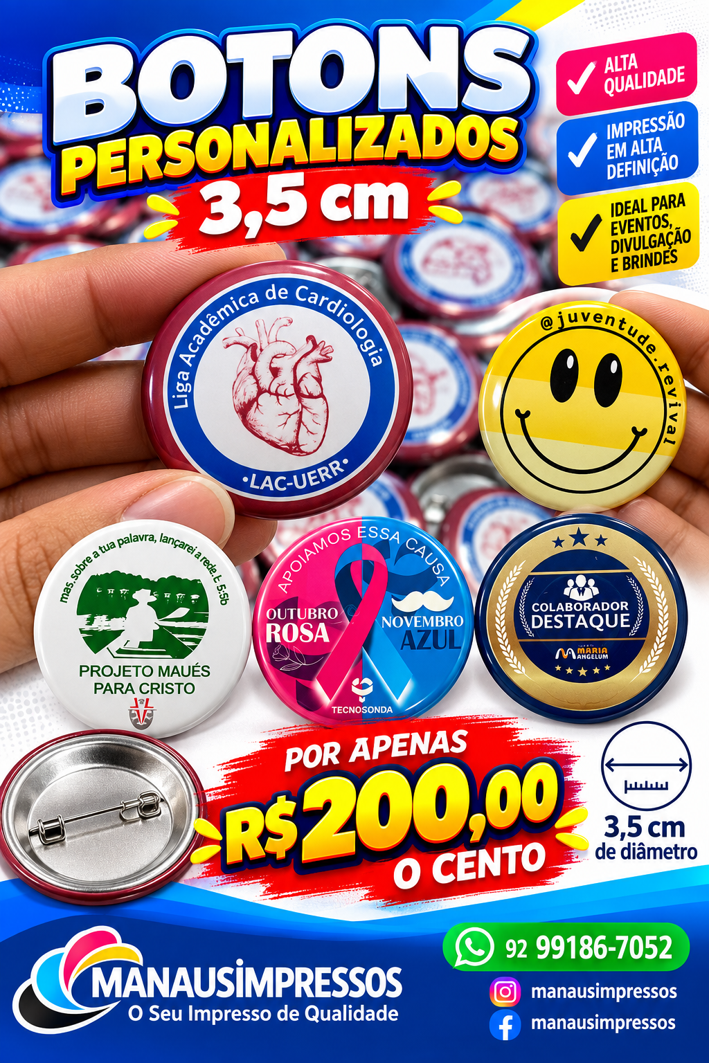 Botons personalizados 3,5 cm — 100 unidades