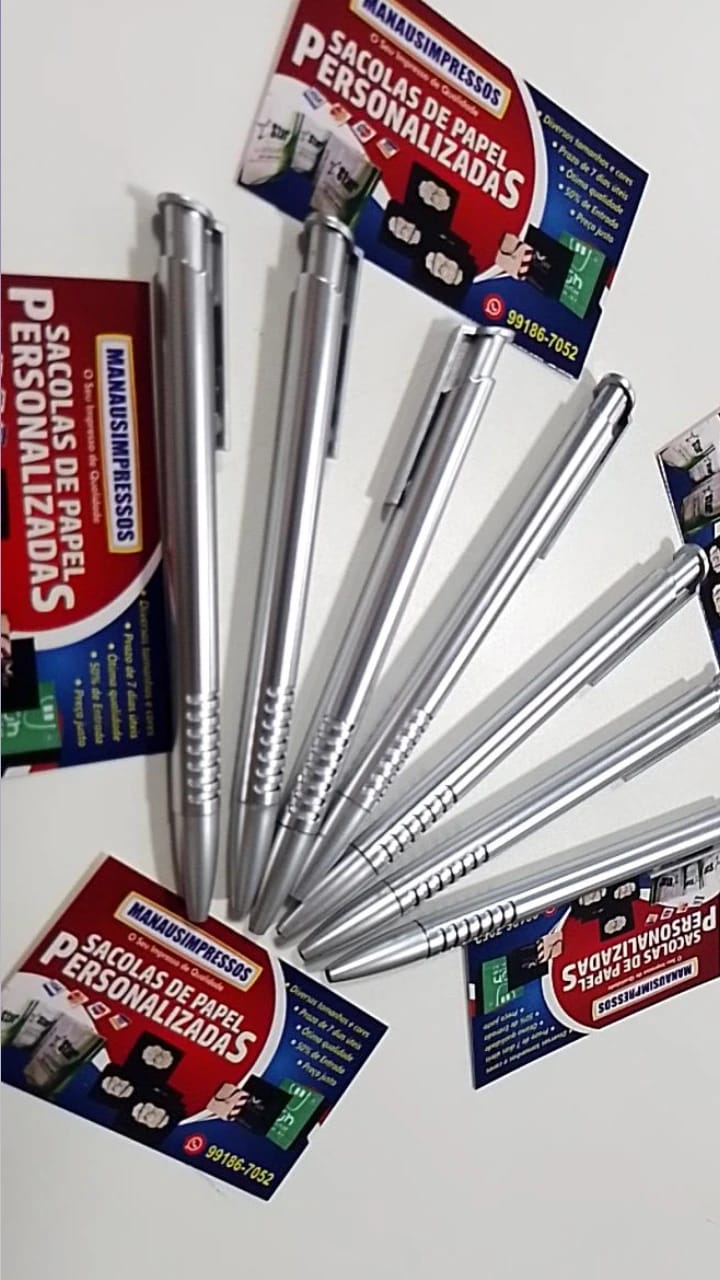 100 Canetas Prata personalizadas
