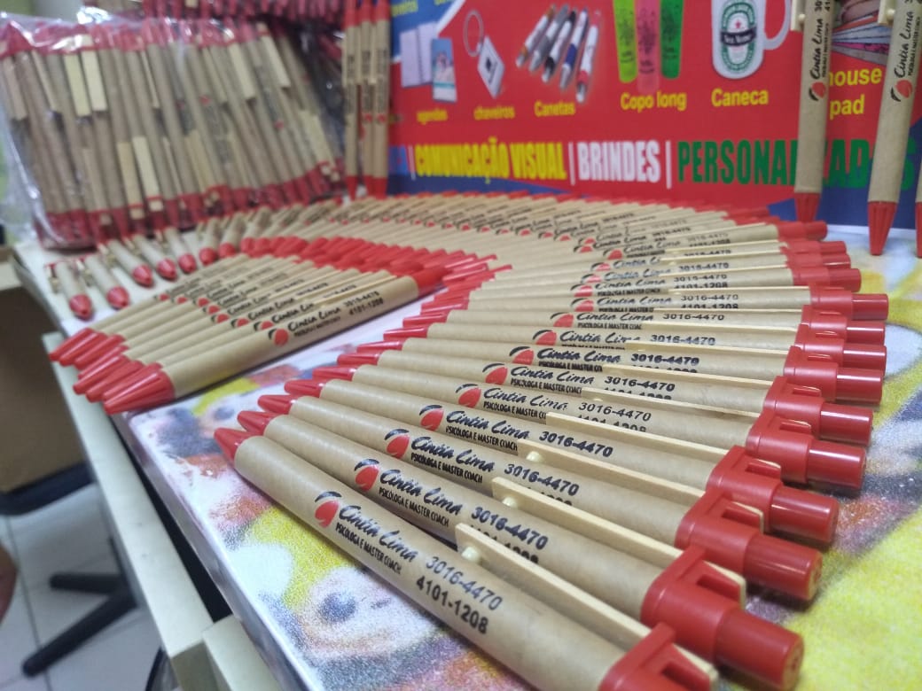 50 Canetas personalizadas -Reciclada - Papelão