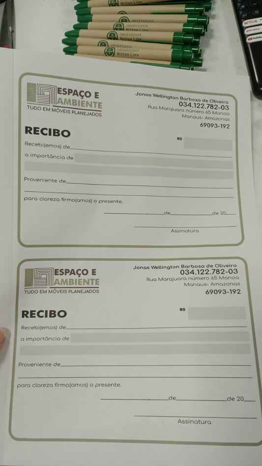 05 Blocos de Recibo Comanda Receituário Pedido personalizado