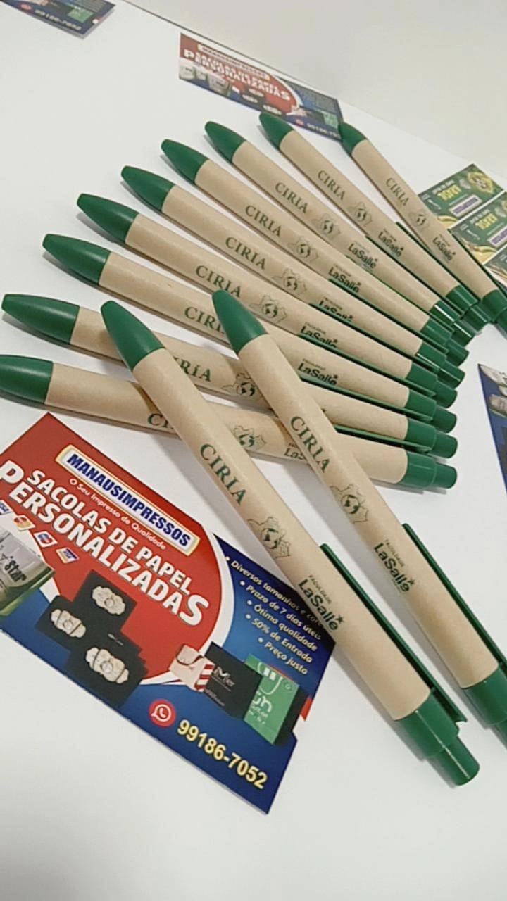 50 Canetas personalizadas -Reciclada - Papelão