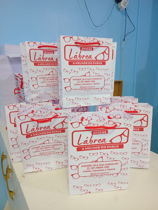 1000 sacolas de papel - 01 cor 14 x 18 x 6 cm