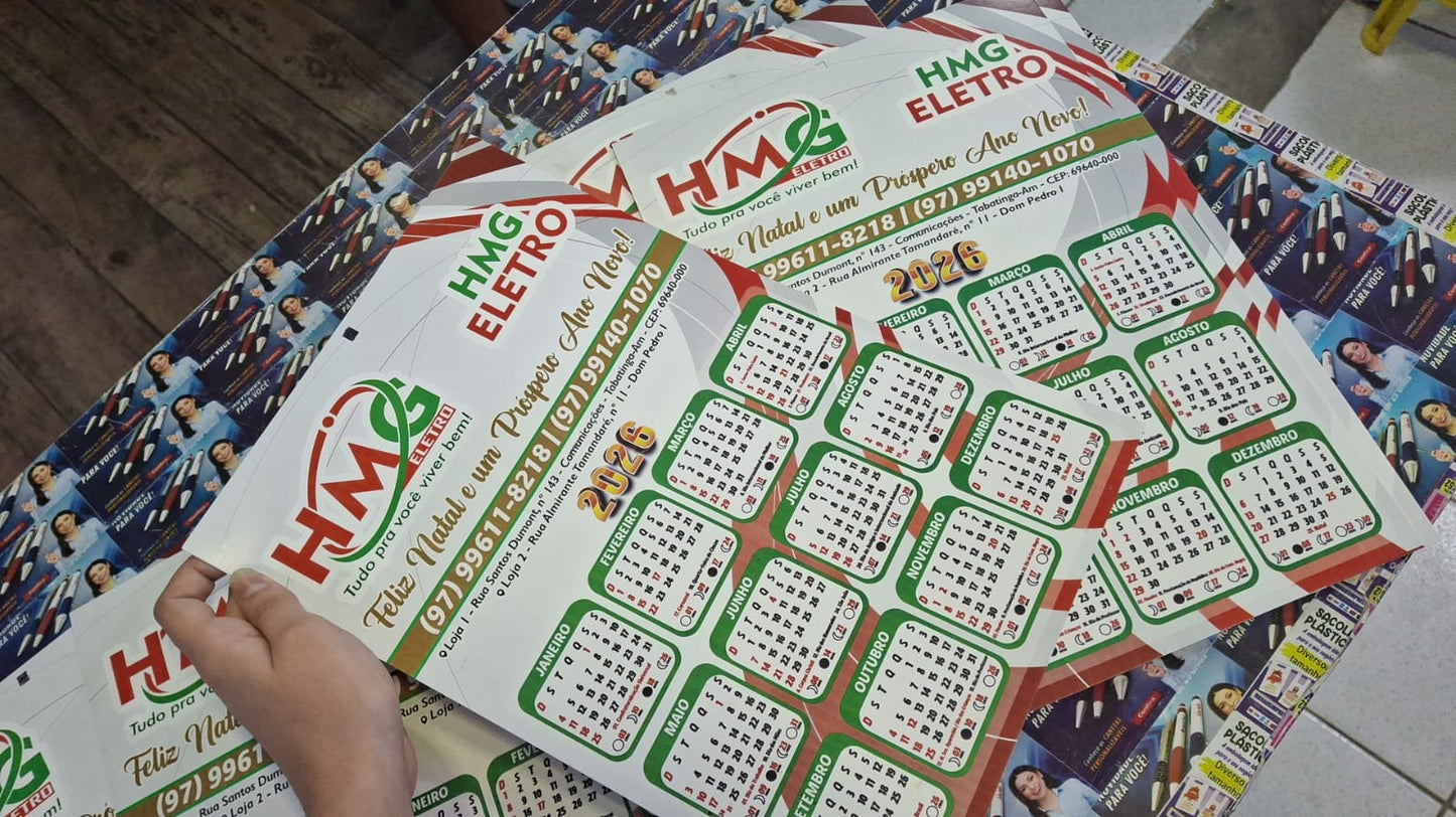 100 Folhinha Calendário de Parede A4 com furo