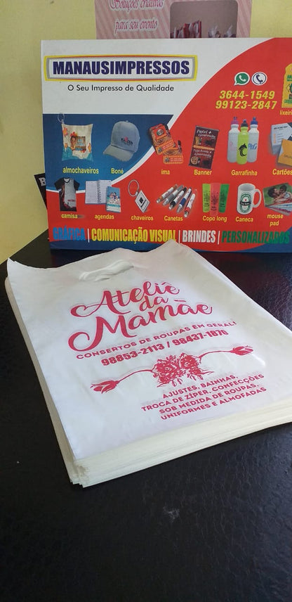 Sacolas Personalizadas Com Sua Logo 30x40, 100 Un Cor Branco