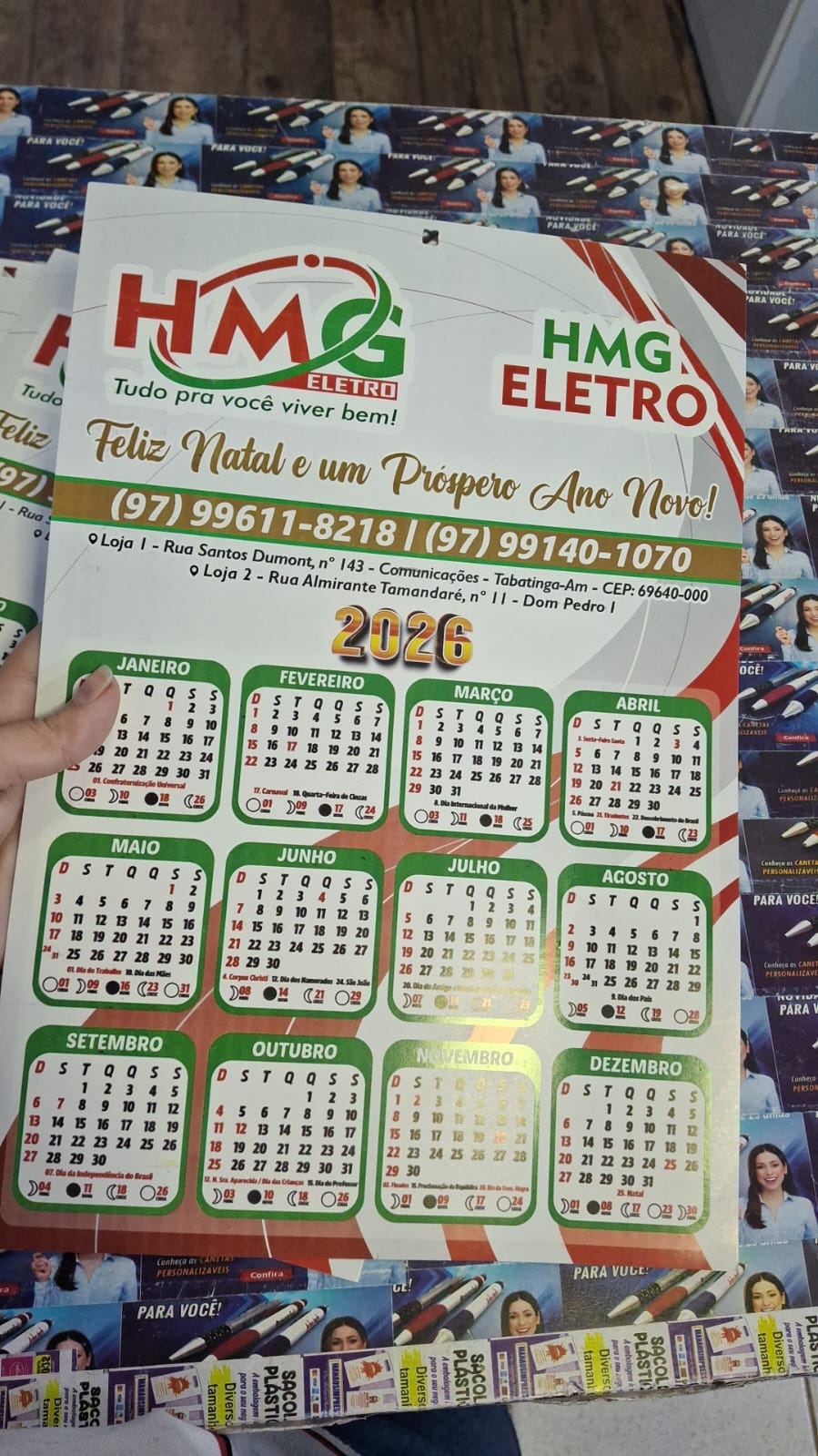 100 Folhinha  Calendário de Parede A4 com furo