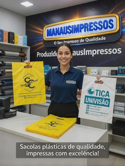 Sacolas Personalizadas Com Sua Logo 30x40, 100 Un Cor Branco