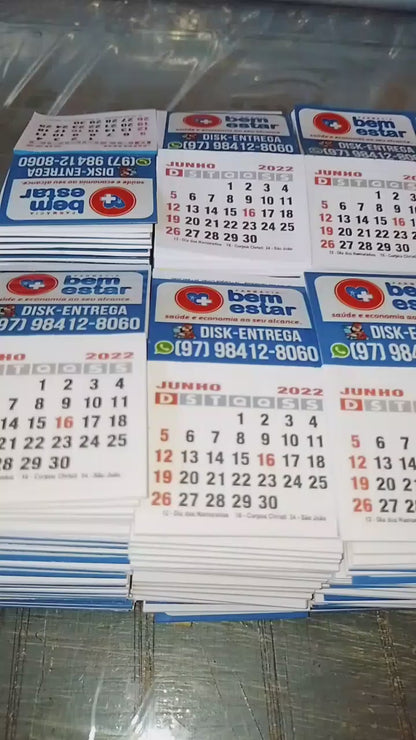 500 Ímãs de Geladeira com Calendário - Calendário 4x5